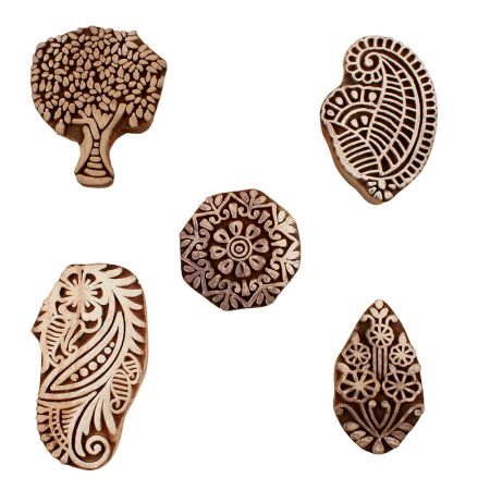 Set of 5 Piece New Mix Wooden Printing Blocks